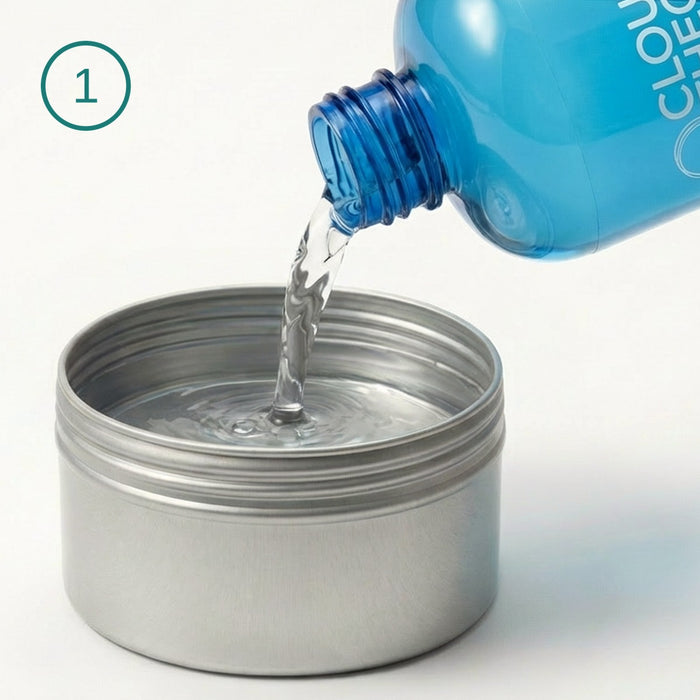 Pour a few drops into the tin or a shallow dish.