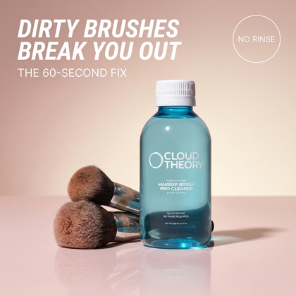 Cloud Theory Original brush cleaner, 200ml blue bottle with makeup brushes